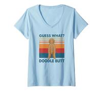 Donna Golden Doodle Butt Funny Maglietta con Collo a V