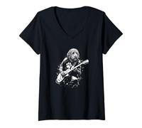 Donna Golden Doodle Guitar Dog Maglietta con Collo a V