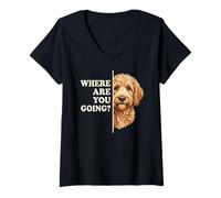 Donna Golden Doodle Maglietta con Collo a V