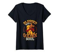 Donna Golden Retriever Dog Lover Benedetto da Un Golden Retriever Maglietta con Collo a V