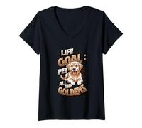 Donna Golden Retriever Lover Life Goal Pet all The Goldens Dog Maglietta con Collo a V