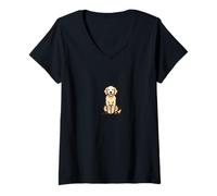 Donna Golden Retriever Maglietta con Collo a V