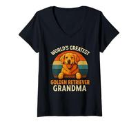Donna Golden Retriever Nonna Vintage Dog Lover World's Greatest Maglietta con Collo a V