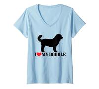 Donna Goldendoodle I Love My Doodle Mamma Labradoodle Cane Divertente Regalo Maglietta con Collo a V