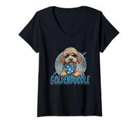Donna Goldendoodle vintage Maglietta con Collo a V