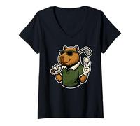 Donna Golf Capybara Sport - Golfer Maglietta con Collo a V