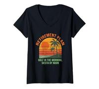 Donna Golf Retirement Plan Funny Saying for Golfer Golfing Humor Maglietta con Collo a V