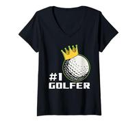 Donna Golfista Numero Uno Golfista Maglietta con Collo a V