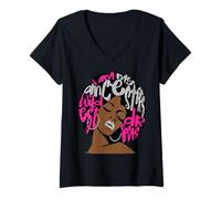 Donna Gomma da Masticare Afro Black Queen Rosa Acceso «I Am My Ancestors Dreams» Maglietta con Collo a V