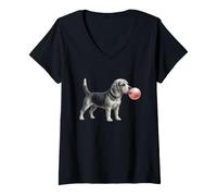 Donna Gomma da Masticare Rosa Beagle, Simpatica Grafica per Amanti dei Cani Beagle Maglietta con Collo a V