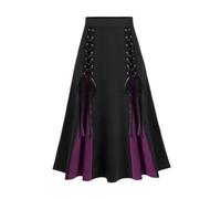 Donna Gonna a Vita Alta Stile Vittoriana Linea ad A Gonne da Donna Rinascimentale Lunga al Ginocchio a Pieghe Gotico Sexy Viola a Vita Alta Mini Pizzo Gonne per Rinascimento Vittoriano Halloween