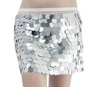 Donna Gonna Corta, Sciarpa da Danza del Ventre di Carnevale con Frange e Paillettes circolari, Catena per la Vita, per Esercizi, esibizioni e Yoga