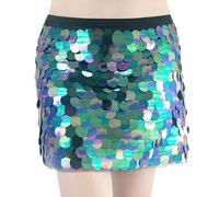 Donna Gonna Corta, Sciarpa da Danza del Ventre di Carnevale con Frange e Paillettes circolari, Catena per la Vita, per Esercizi, esibizioni e Yoga