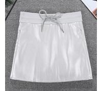 Donna Gonna Corta Similpelle PU Coulisse Vita Alta Tasca Laterale Aderente