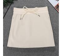 Donna Gonna Corta Similpelle PU Coulisse Vita Alta Tasca Laterale Aderente