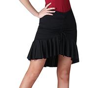 Donna Gonna da Ballo Salsa Tango Gonne Aderente Irregolare con Coulisse Costume da Flamenco di Danza Latina Abbigliamento da Ballo Gonna Swing con Volant Nero