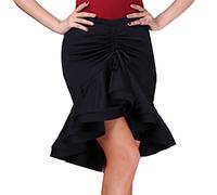 Donna Gonna da Ballo Salsa Tango Gonne Aderente Irregolare con Coulisse Costume da Flamenco di Danza Latina Abbigliamento da Ballo Gonna Swing con Volant NeroDanYu