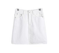 Donna Gonna di Jeans Vintage Minigonna Elasticizzata Gonna Denim Vestiti di Jeans A-Line Mini Gonna Vestito Casuale Bianco 2XL