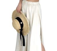 Donna Gonna Pieghettato Lunga con Fessure Laterali - Stile Bohemien Casual per Festa in Spiaggia/Danza del Ventre Cammello Taglia Unica (IT, Testo, Taglia Unica, Regular, Regular, Gonna, Beige)