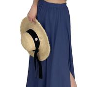 Donna Gonna Pieghettato Lunga con Fessure Laterali - Stile Bohemien Casual per Festa in Spiaggia/Danza del Ventre Cammello Taglia Unica (IT, Testo, Taglia Unica, Regular, Regular, Gonna, Blu)