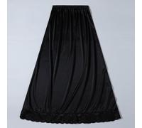 Donna Gonna Sottogonna Sottoveste Finta Seta Raso Pizzo Midi Elastico Vita 75cm