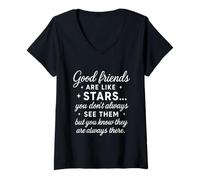 Donna Good friend Are like Stars they are always there friendship Maglietta con Collo a V