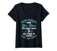 Donna Good Friends Are Like Stars Giorno dell'amicizia BestFriend BFF Maglietta con Collo a V