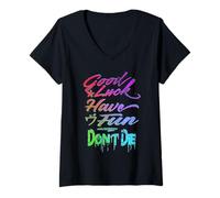 Donna Good Luck Have Fun Don't Die, Design Gamer Graffiti, GLHF Maglietta con Collo a V