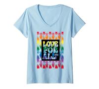 Donna Good Luck Trolls Love for all Rainbow Maglietta con Collo a V