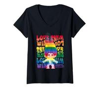 Donna Good Luck Trolls Love Wins Rainbow Maglietta con Collo a V