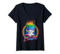 Donna Good Luck Trolls Rainbow Hair Maglietta con Collo a V