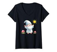 Donna Good Morning Teacher Gnome For Women And Men Lazy Days Maglietta con Collo a V