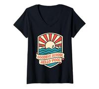 Donna Goodbye School Hello Pool | Giornata Estiva in Piscina Maglietta con Collo a V
