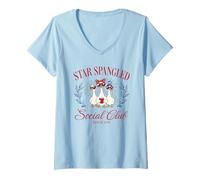 Donna Goose 4 luglio Star Spangled Social Club Independence Day Maglietta con Collo a V