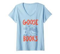 Donna Goose Book Club Reader Book Lover Silly Bookworm Bookish Maglietta con Collo a V