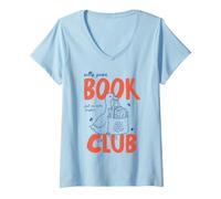 Donna Goose Book Club Reader Book Lover Silly Bookworm Bookish Maglietta con Collo a V