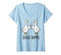 Donna Goose Bumps Funny Silly Goose Meme Maglietta con Collo a V