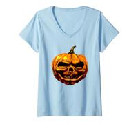Donna Goosebumps Attack of The Jack-O-Lanterns Pumpkin Head Retro Maglietta con Collo a V