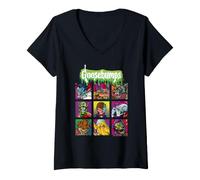 Donna Goosebumps Classic Monsters Pop Comic Art Grid Panels Maglietta con Collo a V