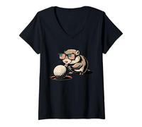 Donna Gopher Animal spinge la pallina da golf fuori dal foro divertente golf Maglietta con Collo a V