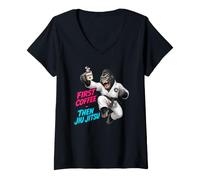 Donna Gorilla Coffee Jiu Jitsu - caffè E Brazilian Jiu Jitsu Maglietta con Collo a V