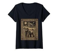 Donna Gorilla Constellation Tarocchi Gothic Celestial Maglietta con Collo a V