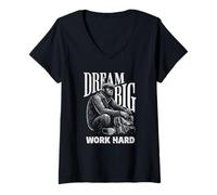 Donna Gorilla Dream Big Work HURD Motivational Hustle Maglietta con Collo a V