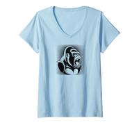 Donna Gorilla Face Monkey Angry Growling Scary Silverback Gorilla Maglietta con Collo a V