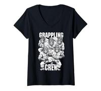 Donna Gorilla Jiu Jitsu Ju Jutsu MMA BJJ Divertente Grappling Crew Maglietta con Collo a V