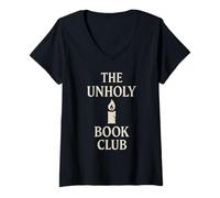 Donna Goth Book Lover Dark Academia Witchy Bookish Occulto Letterario Maglietta con Collo a V