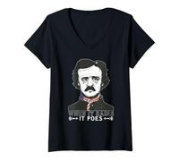 Donna Goth Edgar Allan Poe Letterario Divertente Quando piove Si poes Maglietta con Collo a V