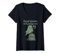 Donna Goth Gardener Witchy Garden Skull Plant Moody Dark Estetic Maglietta con Collo a V