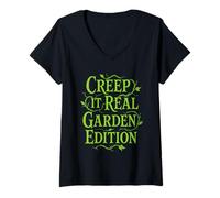 Donna Goth Gardener Witchy Garden Skull Plant Moody Dark Estetic Maglietta con Collo a V