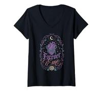 Donna Goth Romance Forever More Dark Heart Mood Maglietta con Collo a V